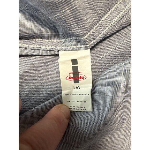 Jeans By Buffalo Rafael Mens Blue Chambray Button Down Shirt Long Sleeve Size L - Picture 8 of 11